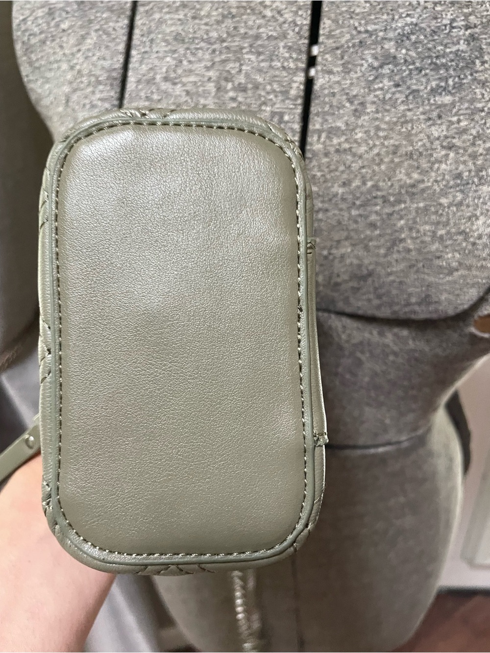 Steve Madden Mini Quilted Vanity Case Olive Crossbody - Picture 11 of 13